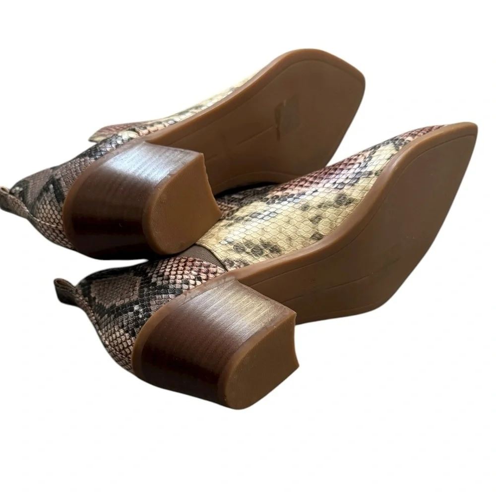 New Dolce Vita SAMY Snakeskin Bootie Ankle Block Heel Women's 10M Tan Cream Pink
